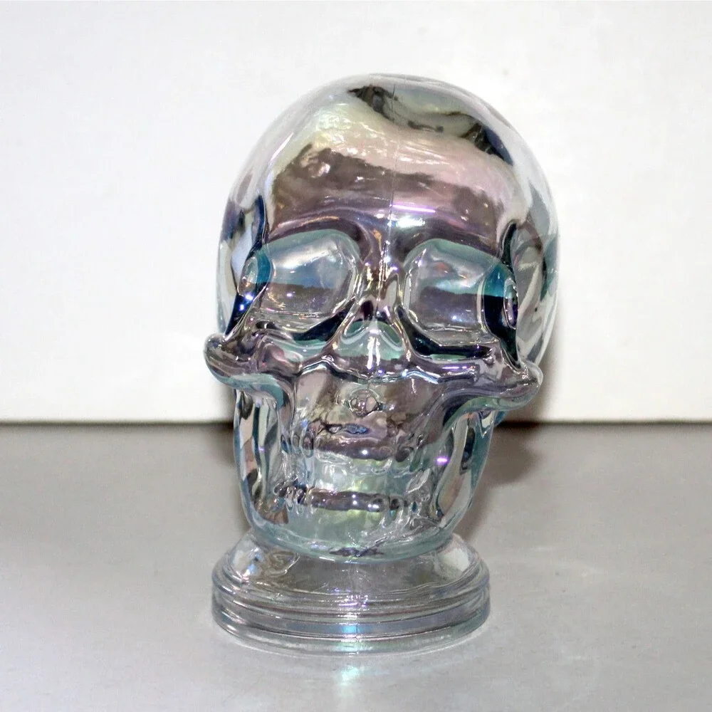 Glass Skull Iridescent clear 5.5” halloween house decor punk goth